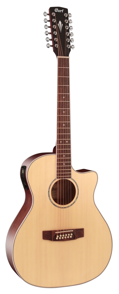 GAMEDX12OP-U 12 in. String Grand Regal Acoustic Electric Cutaway Guitar - Open Pore