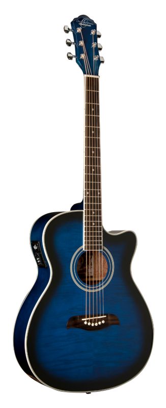 OACEFTBL-A-U Auditorium Cutaway Acoustic Electric Guitar - Trans Blue