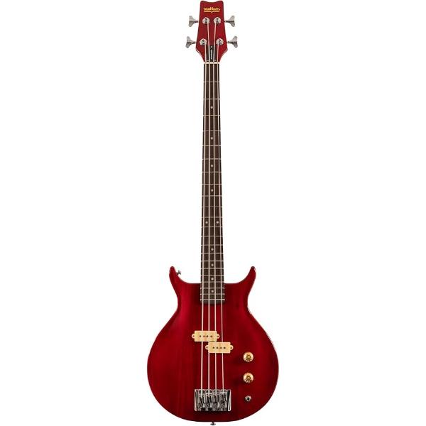 SB4R-U SB4 Wing Series Scavenger Electric Bass Guitar with Gig Bag, Transparent Red