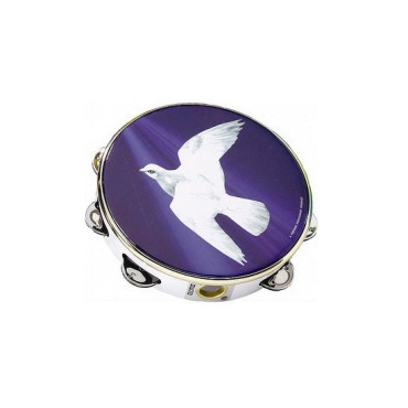 TA921018-U 10 in. Tamb 2 Row Religious Dove Graphic Drum