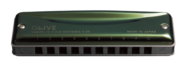 Olive 10-Hole Diatonic Harmonica - C