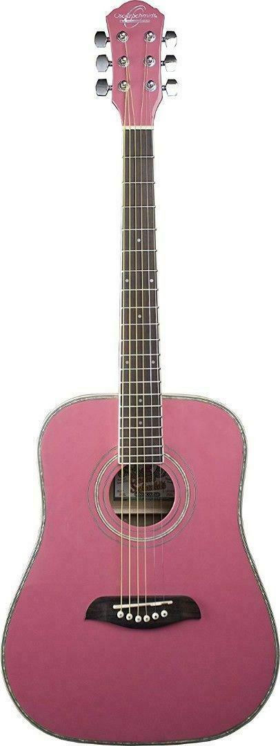 OG1P-A-U 0.75 in. Dnought Acoustic Guitar, Pink -  Oscar Schmidt