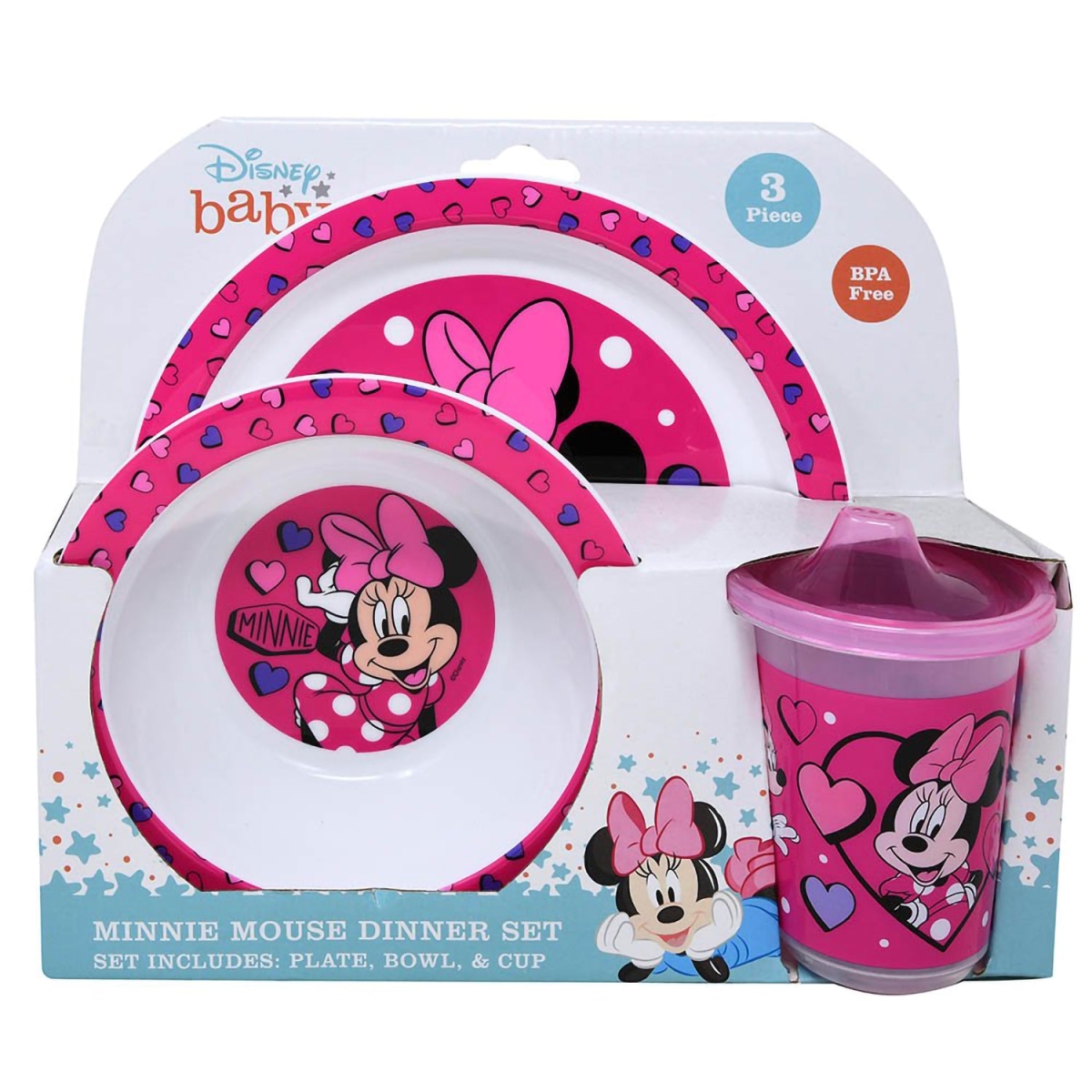 Picture of Disney 30389500 Disney Baby Minnie Mouse Dinner Set&#44; Pink - 3 Piece