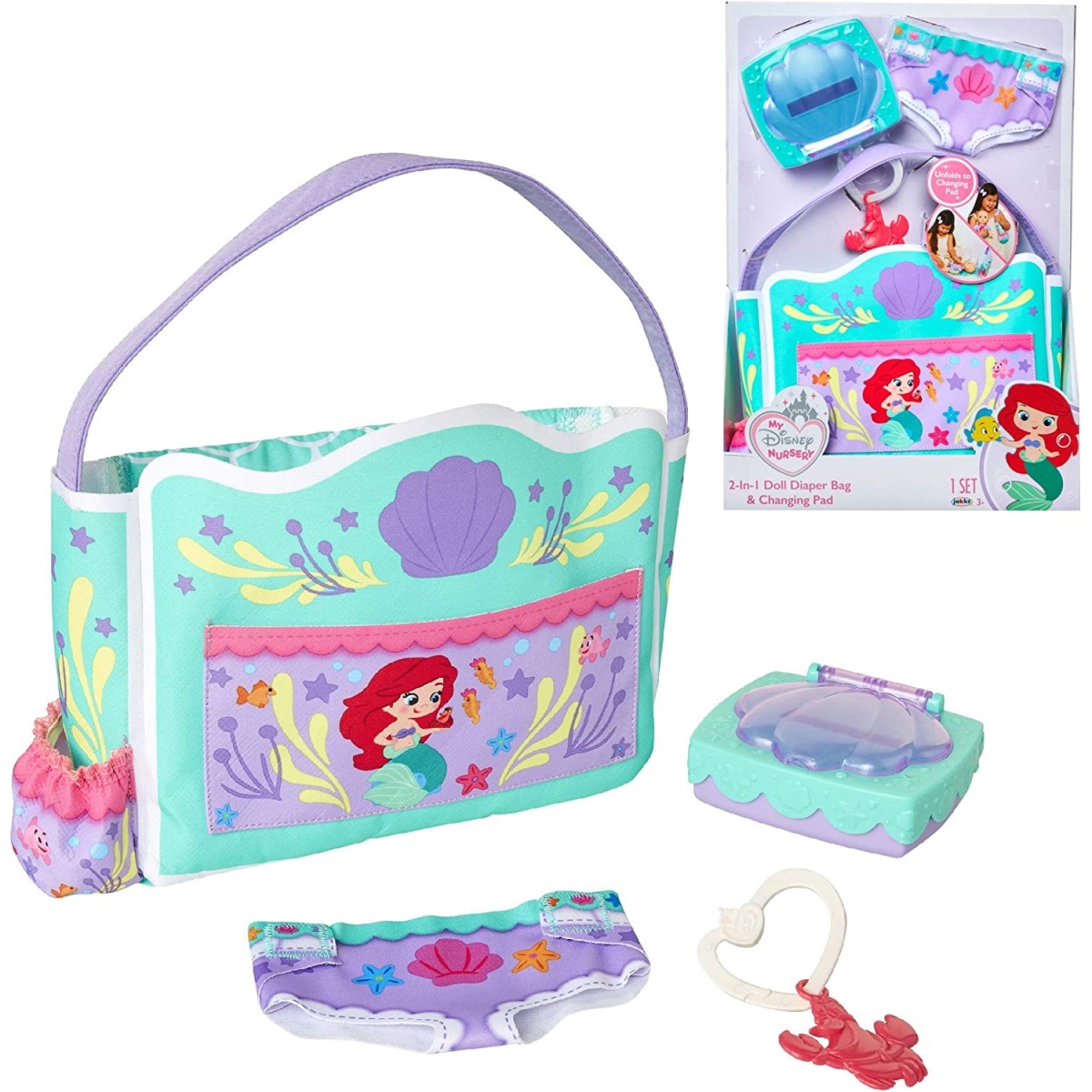 Picture of Disney 30391000 My Disney Nursery The Little Mermaid Doll Diaper Bag&#44; Multi Color