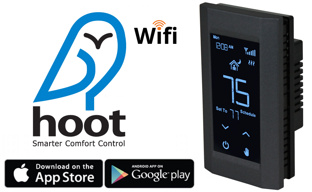 240V 16A Single Pole Hoot WiFi Line Voltage Programmable Thermostat - Black