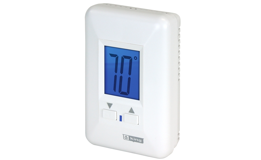 HW120-FS KING HW120-FS Electronic Line Voltage Hydronic System Thermostat with Fan Switch, White