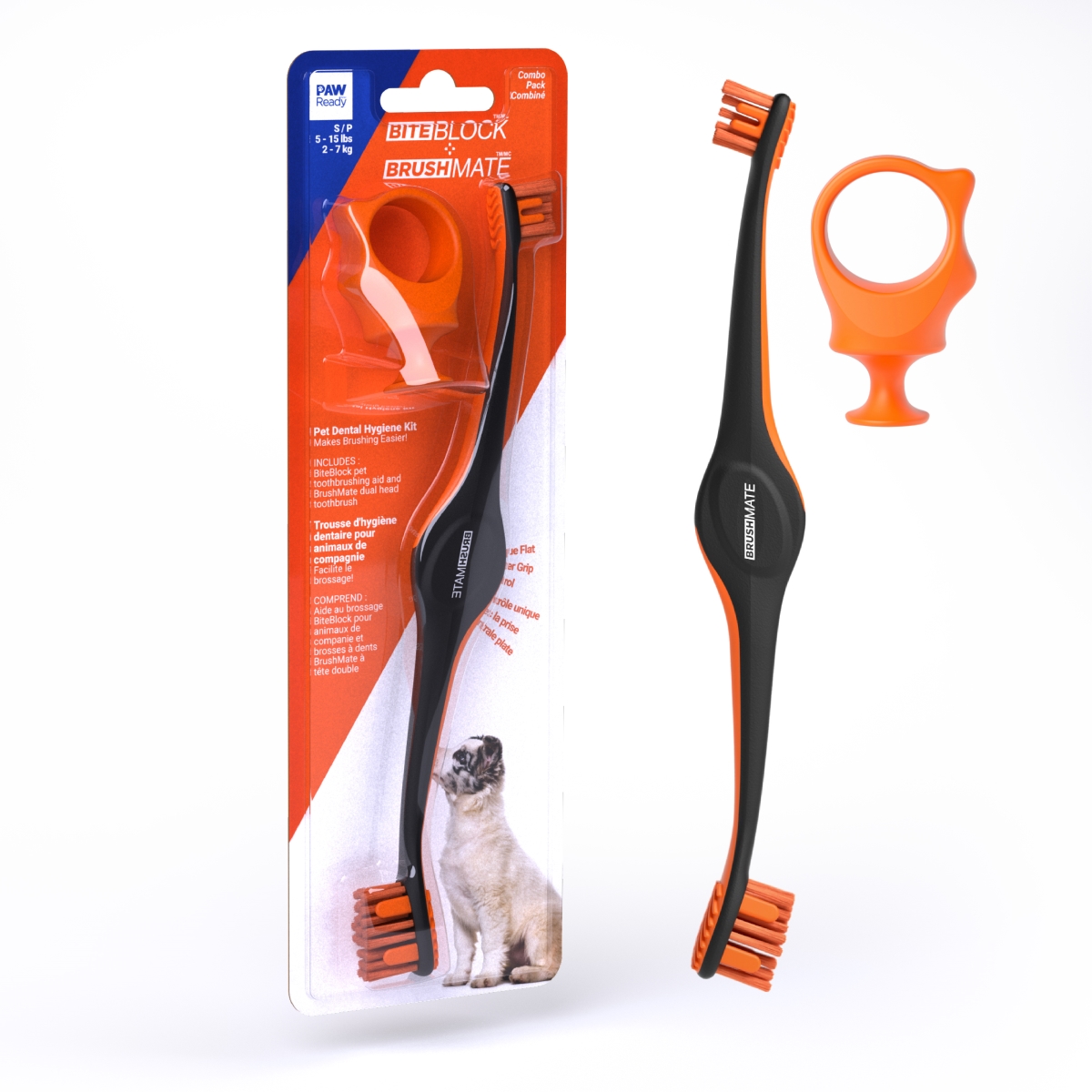 Picture of Paw Ready 2007PO Brush Mate Premium Toothbrush with Biteblock, Orange - Small