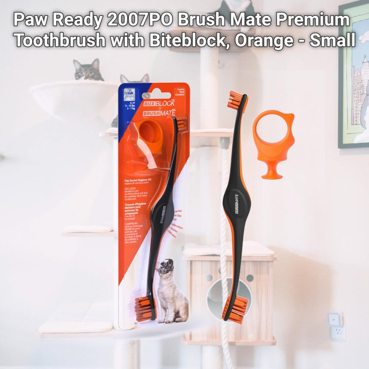 Picture of Paw Ready 2007PO Brush Mate Premium Toothbrush with Biteblock, Orange - Small