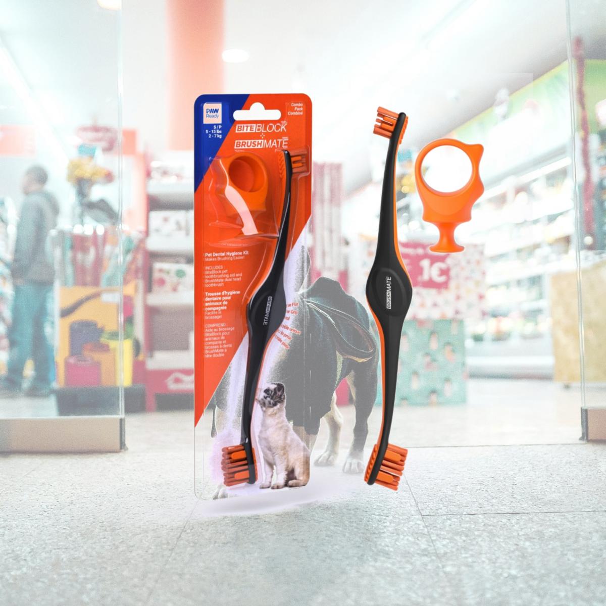 Picture of Paw Ready 2007PO Brush Mate Premium Toothbrush with Biteblock, Orange - Small