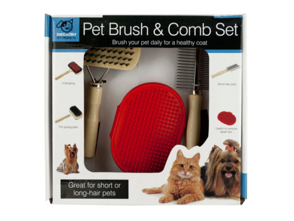 Picture of Kole Imports OL986-16 Pet Brush & Comb Grooming Set - Pack of 16