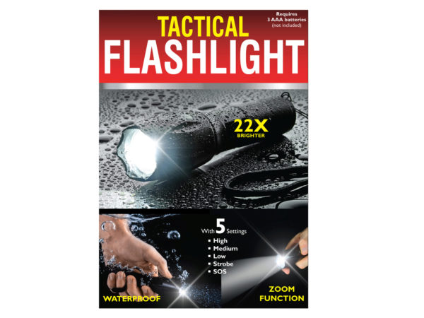 Picture of Kole Imports OS984-12 Waterproof Tactical Zoom Flashlight with 5 Settings - Pack of 12