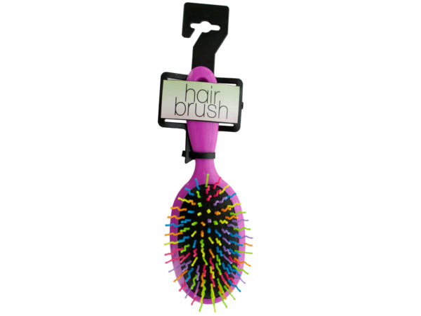 Picture of Kole Imports OS946-12 8.25 x 2.62 in. Rainbow Oval Paddle Hair Brush&#44; Pack of 12