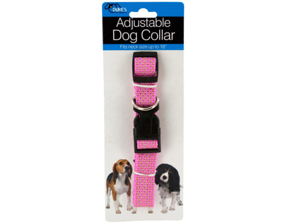 Picture of Kole Imports DI557-24 Fashion Pink Adjustable Nylon Dog Collar&#44; Pack of 24