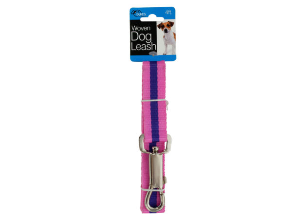 Picture of Kole Imports DI558-12 4 ft. Fashion Pink Woven Nylon Dog Leash&#44; Pack of 12