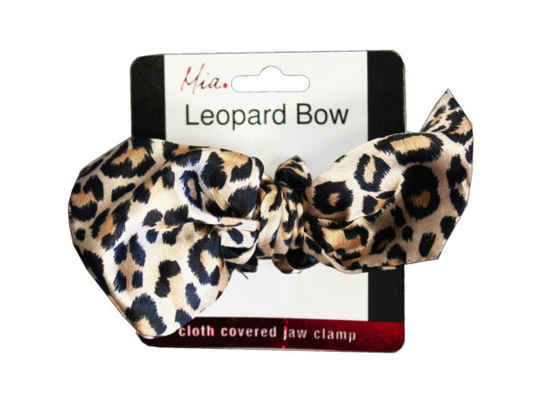Picture of Kole Imports KA658-30 Leopard Bow Super Clamp Hair Clip - Case of 30