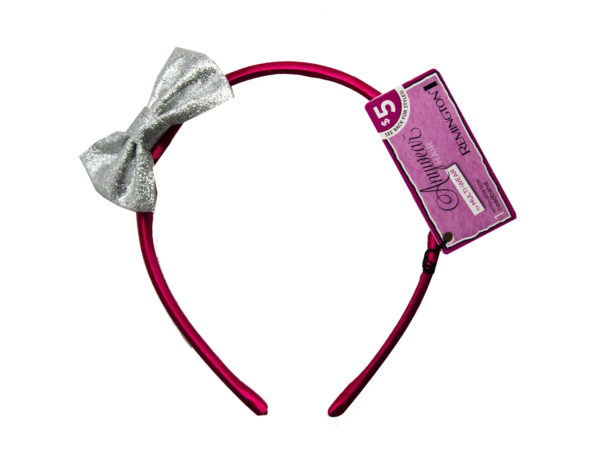 Picture of Kole Imports CA567-60 Removable Bow Head Band&#44; Pink - Case of 60
