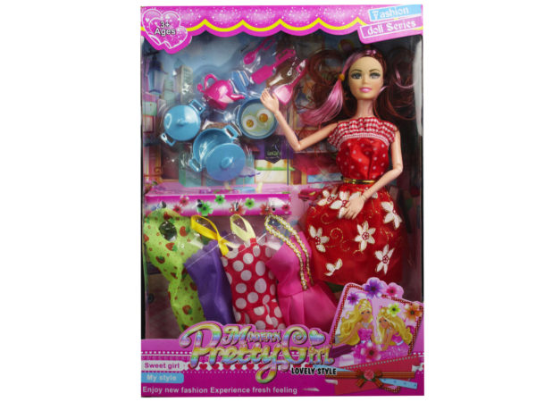 Picture of Kole Imports GE570-8 11 in. Moveable Beauty Doll with Kitchen & Fashion Accessories - Pack of 8