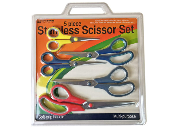 Picture of Kole Imports GE677-8 5 Piece Scissors Set Assorted Colors - Pack of 8