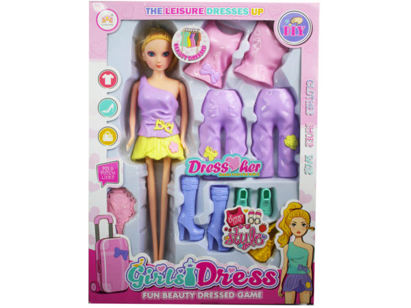 Picture of Kole Imports GE557-6 11 in. Fashion Doll with Snap-On Fashion Accessories - Pack of 6
