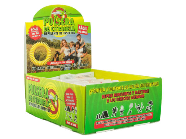 Picture of Kole Imports BJ484-50 Superband Insect Repelling Bracelet in Spanish - PDQ Display - Pack of 50