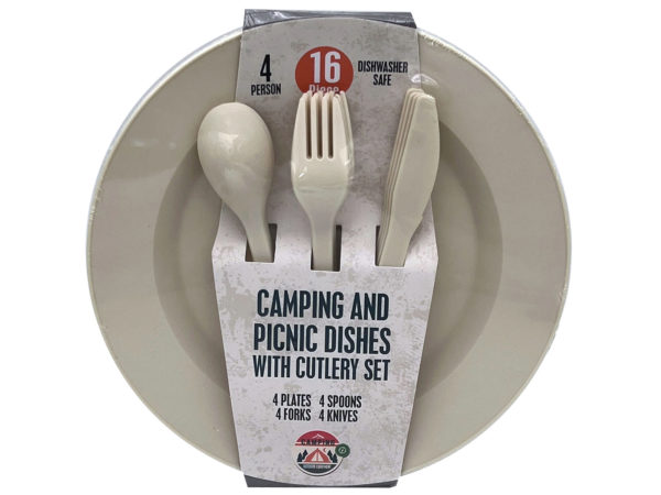 Picture of Kole Imports GH912-6 Camping & Picnic Dishes with Cutlery Set&#44; 16 Piece - Pack of 6