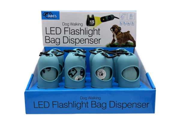 Picture of Kole Imports DI740-16 Dog Walking LED Flashlight Bag Dispenser with 15 Bags Countertop Display - Pack of 16