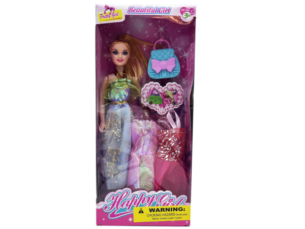 Picture of Kole Imports GH898-16 11 in. Assorted Toy Beauty Doll with Shimmer Fashion Dresses & Accessories - Case of 16