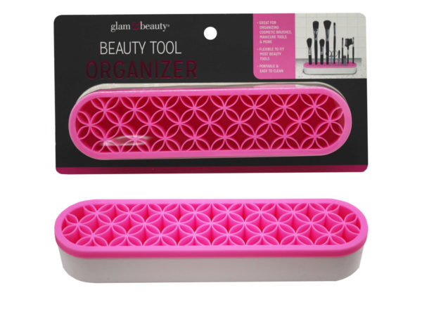 Picture of Kole Imports AB945-24 Glam Beauty Silicone Beauty Tool Organizer in Assorted Colors on Clip Strip - Pack of 24