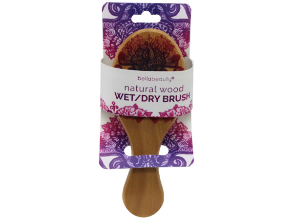 Picture of Kole Imports AB788-12 Bellabeauty Natural Wood Wet & Dry Brush - Pack of 12