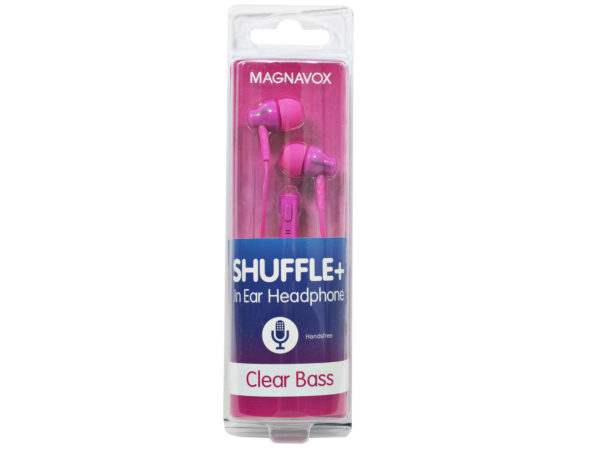 AC514-24 Magnavox Shuffle in Ear Silicone Earbuds with Mic, Pink - Pack of 24 -  Kole Imports