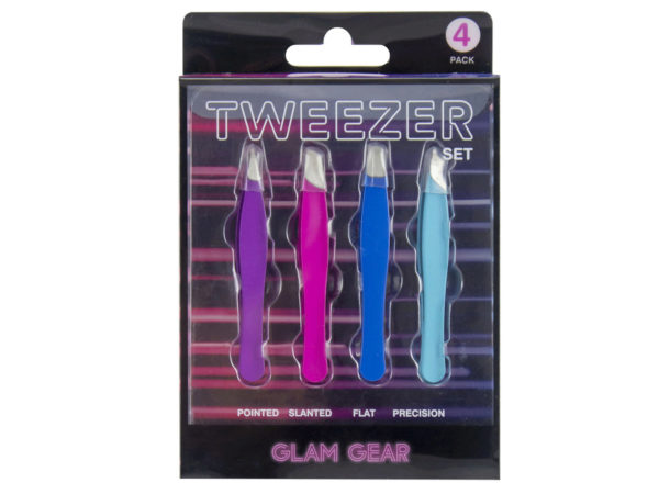 Picture of Kole Imports AC822-12 Glam Gear Assorted Uses Tweezer Set - 4 Piece - Pack of 12