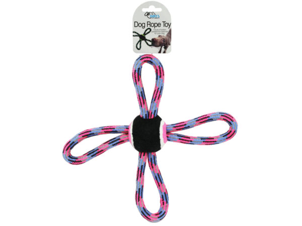 Picture of Kole Imports AB984-12 11 in. 4-Way Rope Dog Pull with Tennis Ball Center&#44; Pack of 12