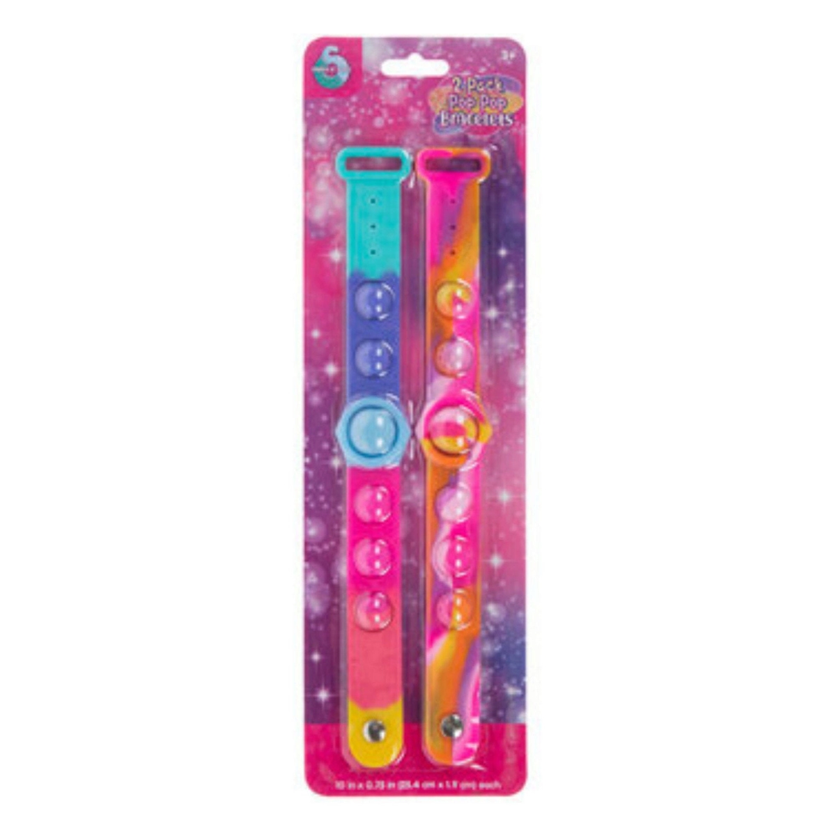 Picture of Kole Imports AD700 Fidget Pop it Bracelet&#44; Pink & Rainbow Colors - 2 Per Pack - Pack of 42