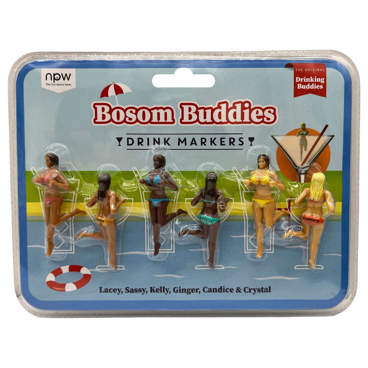 Picture of Kole Imports AG758 NPW Bosom Buddies Drink Markers - 6 Per Pack - Pack of 24