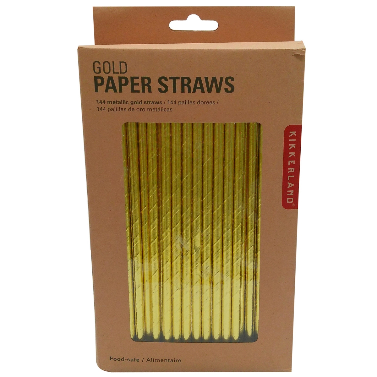 Picture of Kole Imports AH304 Kikkerland Paper Straws in Gold - Set of 144 - Pack of 24