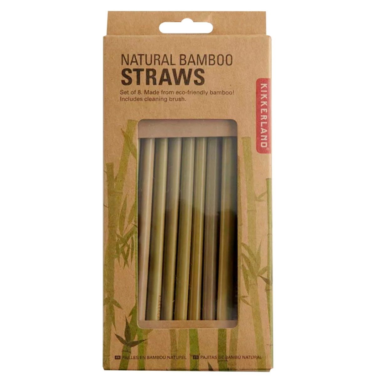 Picture of Kole Imports AH254 Kikkerland Natural Bamboo Reusable Straws - Set of 8 - Pack of 24
