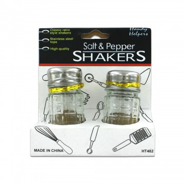 Picture of Bulk Buys HT482-96 Checkered Glass Salt & Pepper Shaker Set - 96 Piece -Pack of 96