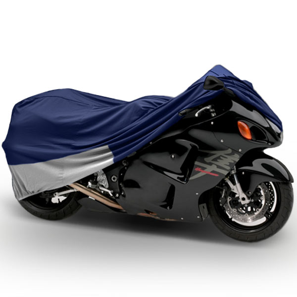 MC-BLU-S-L 90 in. Superior Travel Dust Motorcycle Sport Bike Covers, Blue with Silver Stripe -  North East Harbor