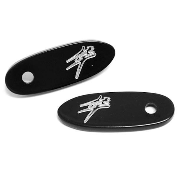 BP001 1999-2012 Suzuki Hayabusa GSXR 1300 Logo Engraved Mirror Block Off Plates, Black -  Krator