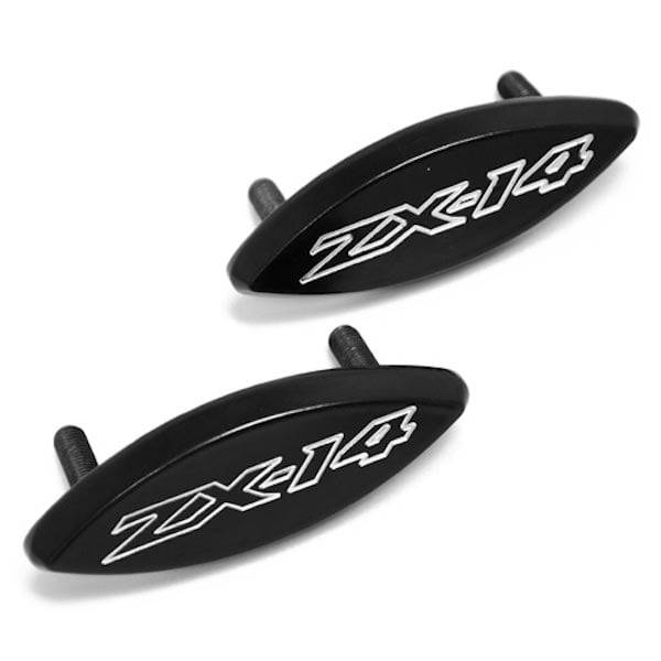 BP006 2006-2009 Kawasaki Ninja ZX-14 ZX-14R ZX1400 Logo Engraved Mirror Block Off Plates Set, Black -  Krator