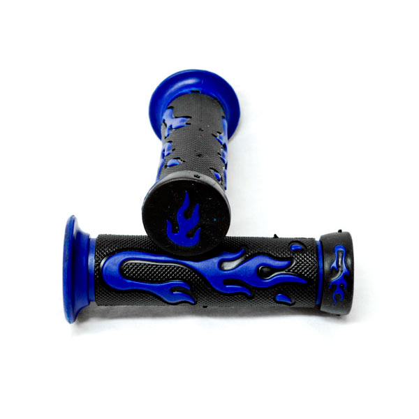 XH4067B Sport Bike & Dirt Bikes Motorcycle Flame Gel Style Hand Grips, Blue -  Krator