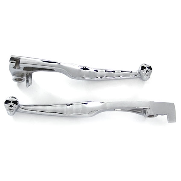 HL008 Suzuki Boulevard Billet Aluminum Brake & Clutch Skull Hand Grips Levers Left & Right Sides, Chrome -  Krator