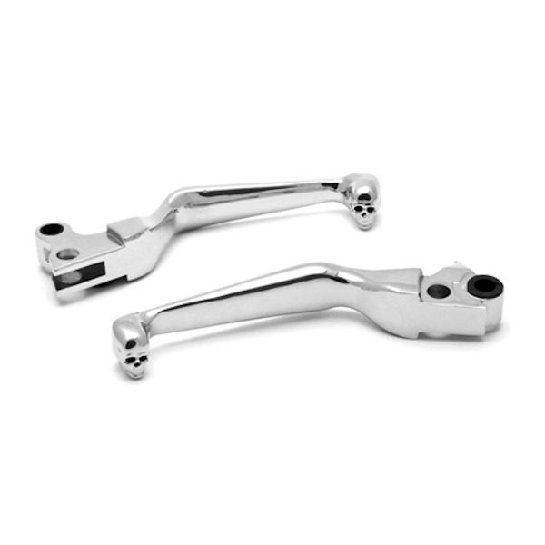 HL020 Harley Brake & Clutch Skull Hand Grips Levers, Chrome -  Krator