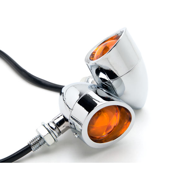 JBM-035-C Heavy Duty Motorcycle Turn Signals Bulb Indicators Blinkers Lights, 2 Piece - Chrome with Amber Lens -  Krator