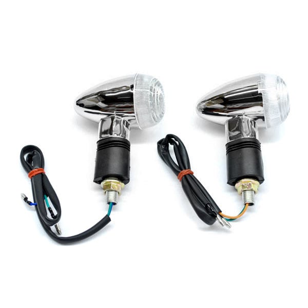 TL057-LED Motorcycle LED Bullet Turn Signals, 2 Piece - Chrome & Clear -  Krator