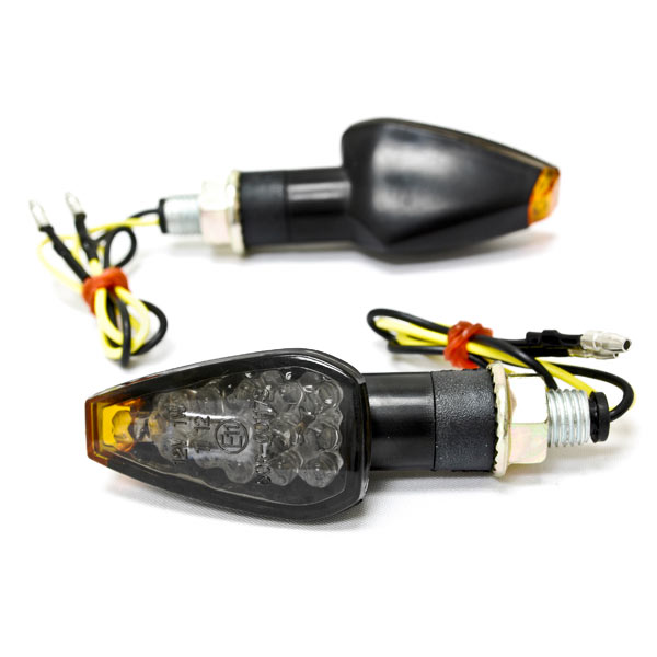 TL-GJ-008-1-S Mini Stalk Arrow Motorcycle LED Smoke Turn Signals Indicators Blinkers Lights, 2 Piece - Amber & Smoke -  Krator