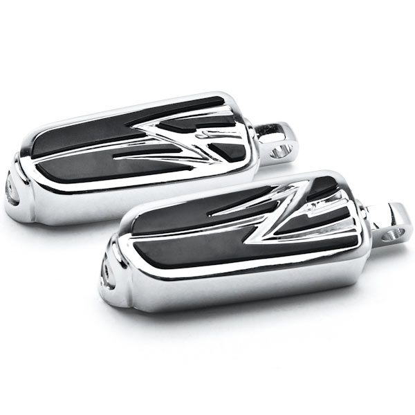 KM010-C Krator Harley Davidson All Years Tribal Design Front & Rear Footpeg Foot Rests - Chrome -  KapscoMoto