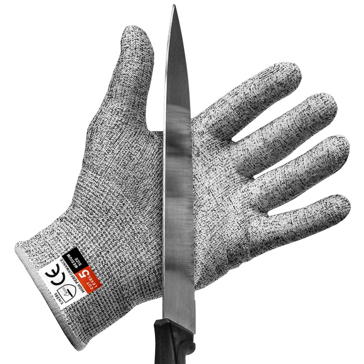 Picture of KapscoMoto HOM-004 Cut Resistant Gloves Food Grade Level 5 Protection Safety Kitchen Cuts Gloves - Grey