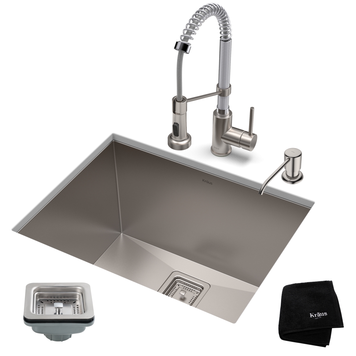 Kraus USA KHU24L-1610-53SSCH 24 x 18.5 x 12 in. Pax Laundry Utility Sink & Kitchen Bolden, Chrome - Stainless Steel -  BFREE FOODS