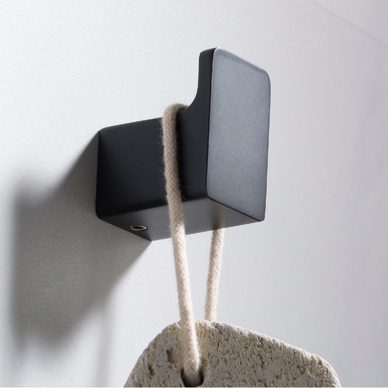 Stelios Bathroom Robe & Towel Hook, Matte Black